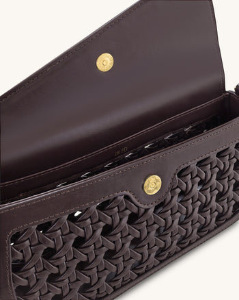 Addisyn 컷아웃 위빙 숄더 백 - 버건디