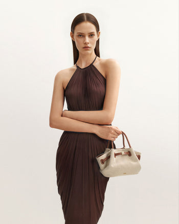 Hana 미니 토트백 - 브라운 캔버스