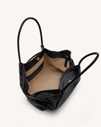 Hana 라지 위빙 토트백 - 블랙