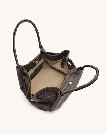 Hana 라지 토트백 - 다크 브라운