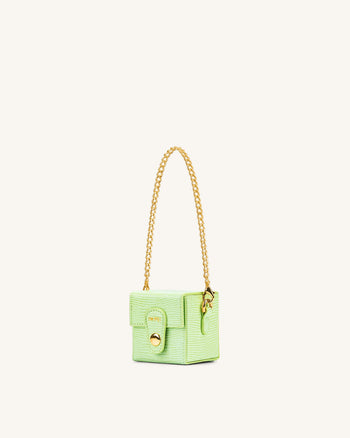 Square mini 박스 - 라임 그린 도마뱀 무늬