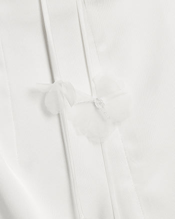 Satin 꽃 장식 스트랩 맥시 드레스 - 화이트