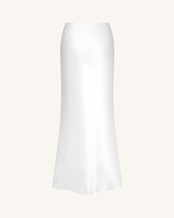 리퀴드 새틴 머메이드 맥시 스커트 - 화이트