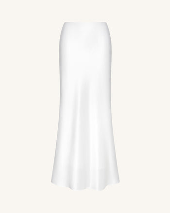 리퀴드 새틴 머메이드 맥시 스커트 - 화이트