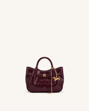 Maeve 닥스훈트 참 미니 사첼 백 - 버건디 크록