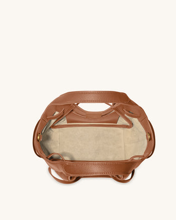 Mabel 소프트 보우 토트백 - 카라멜 브라운