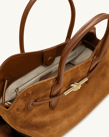 Adele 메탈 로프 매듭 토트백 - 카라멜 브라운