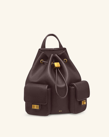 Avery 페블 드로스트링 유틸리티 백팩 – 다크 브라운