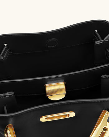 Charlene 더블 버클 호보 백 - 블랙