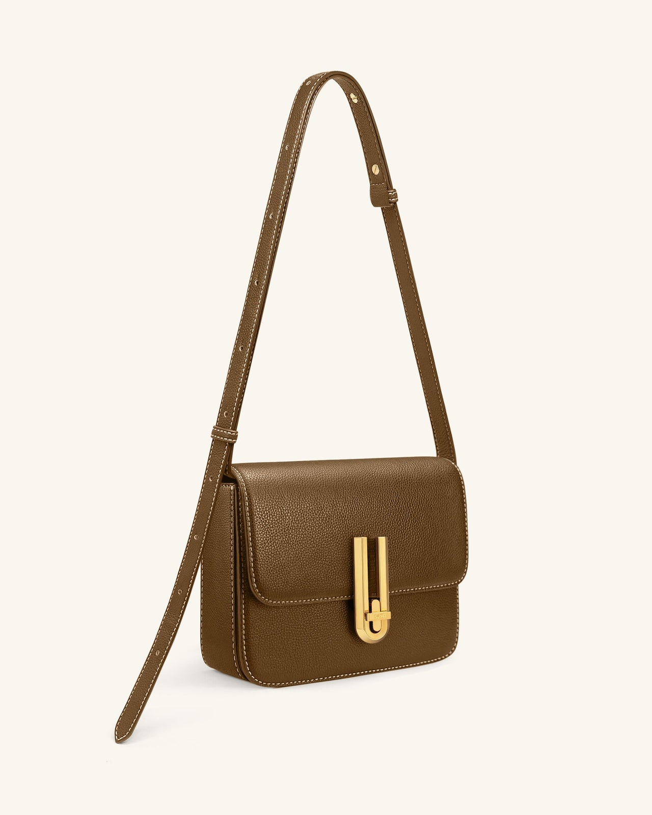 Evania 락 페블 숄더백 - 카키 그린