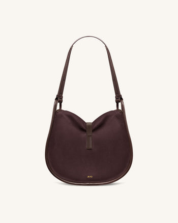 Arla 스몰 인조 스웨이드 호보백 - 초콜릿