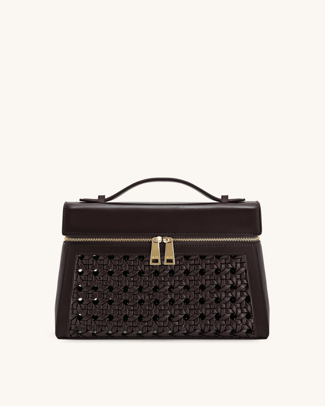 Thea 라지 위빙 탑 핸들 백 - 다크 레드