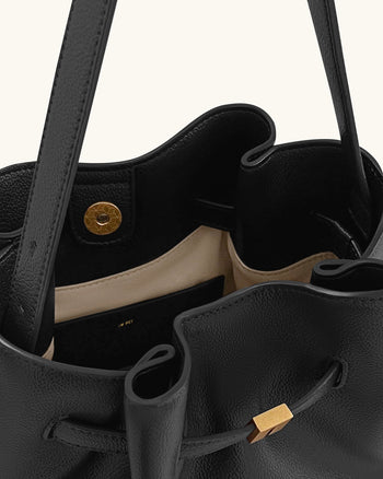 Clara 락 장식 버킷 숄더백 - 블랙