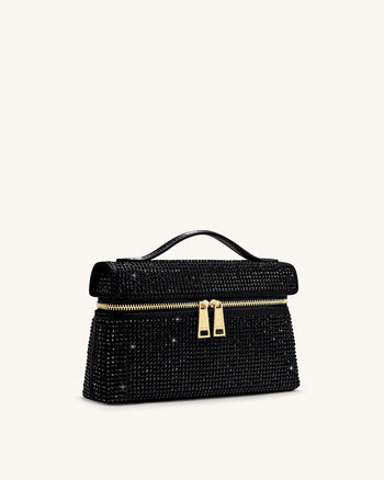 Thea 인조 크리스탈 탑 핸들 백 - 블랙