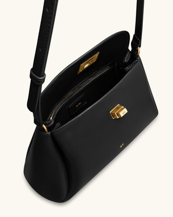 Greta 트위스트 잠금 크로스바디 백 - 블랙