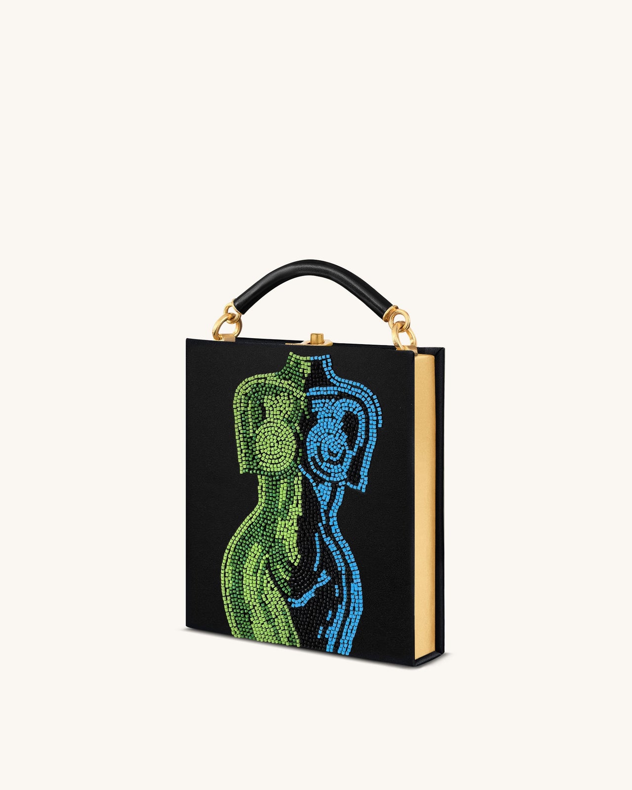 Elle 컬러풀 비즈 북 탑 핸들 백 - 블랙