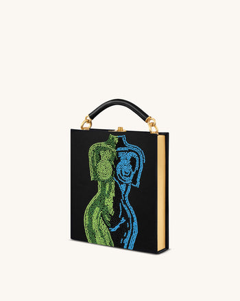 Elle 컬러풀 비즈 북 탑 핸들 백 - 블랙