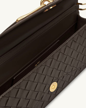 Celeste 위빙 텍스처 엔벨로프 탑 핸들 백 - 다크 브라운