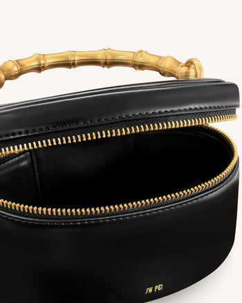 Natalie 메탈 기하학 펜던트 핸들 백 - 블랙