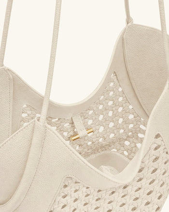 Maribel 짜임 패널 토트백 - 아이보리