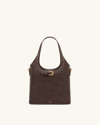 Brooke 미니 벨티드 장식 탑 핸들 백 - 다크 브라운
