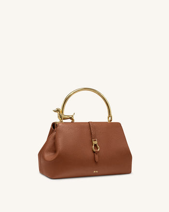 Bruna 닥스훈트 메탈 핸들 토트백 - 브라운