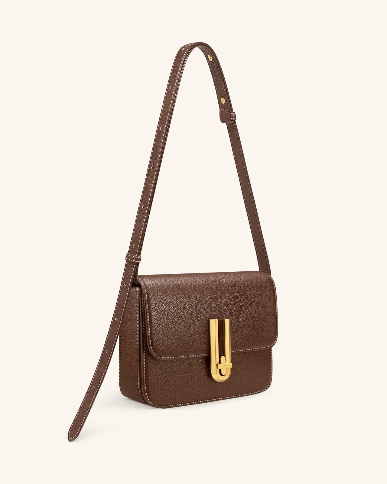 Evania 락 페블 숄더백 - 브라운