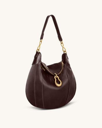 Daria 메탈 펜던트 장식 숄더 백 - 다크 브라운