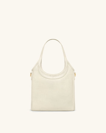 Brooke 미니 벨티드 장식 난초 비즈 탑 핸들 백 - 아이보리