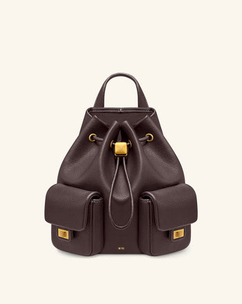 Avery 페블 드로스트링 유틸리티 백팩 – 다크 브라운