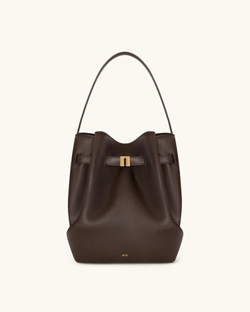 Clara 락 장식 버킷 숄더백 - 모카 브라운