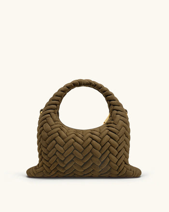 Cora 인조 스웨이드 퀼팅 핸들 가방 - 올리브 그린