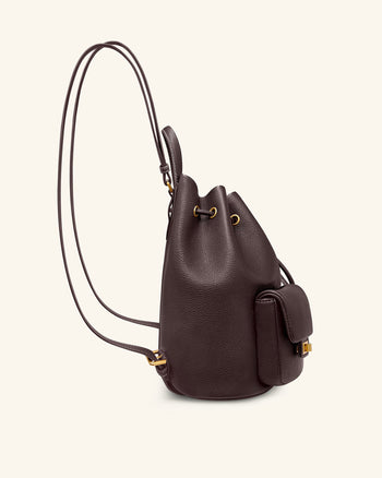 Avery 페블 드로스트링 유틸리티 백팩 – 다크 브라운