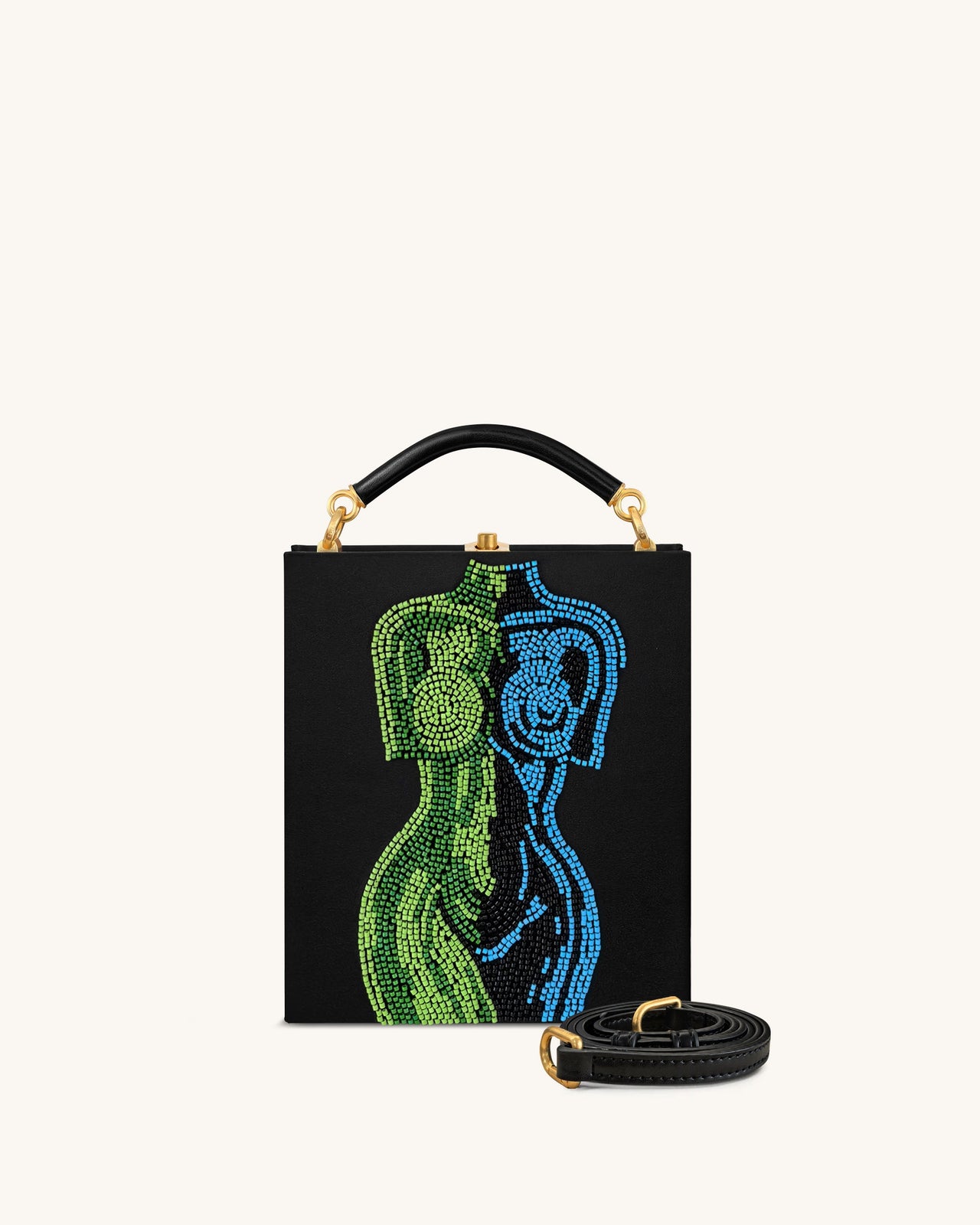 Elle 컬러풀 비즈 북 탑 핸들 백 - 블랙