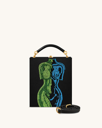 Elle 컬러풀 비즈 북 탑 핸들 백 - 블랙