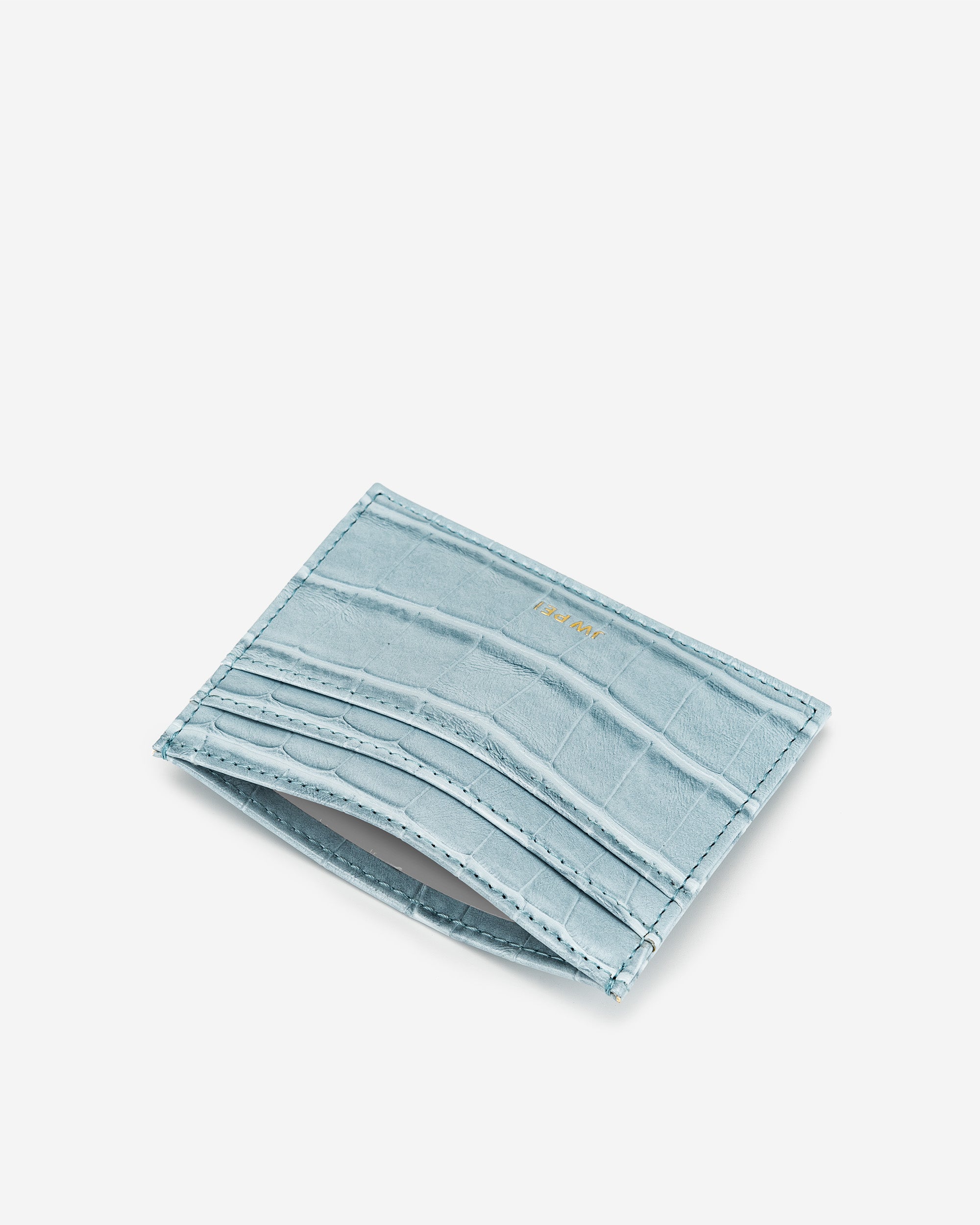 카드 지갑 - 아이스 블루 악어 무늬