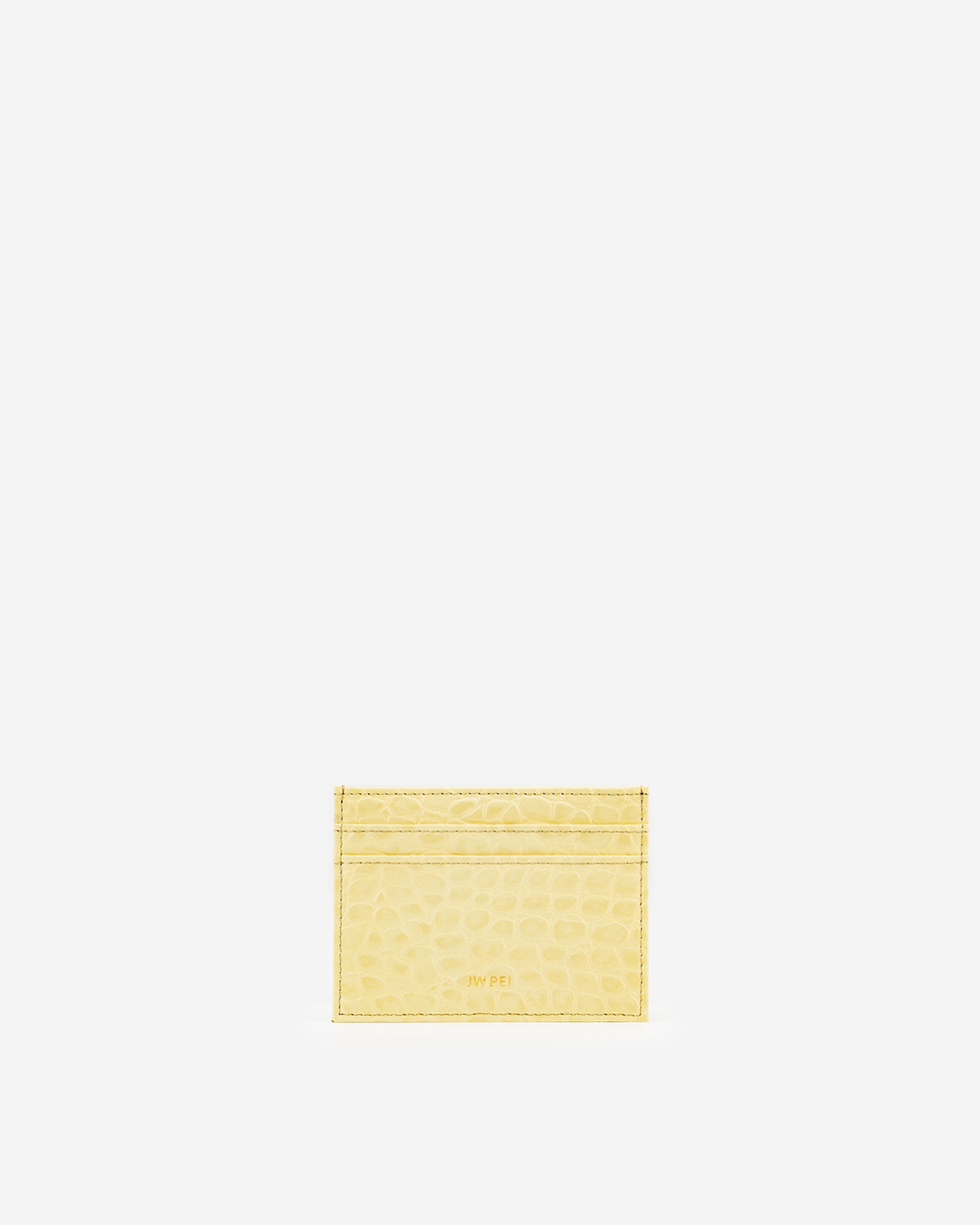 카드 지갑 - 파스텔 노랑색 악어 무늬