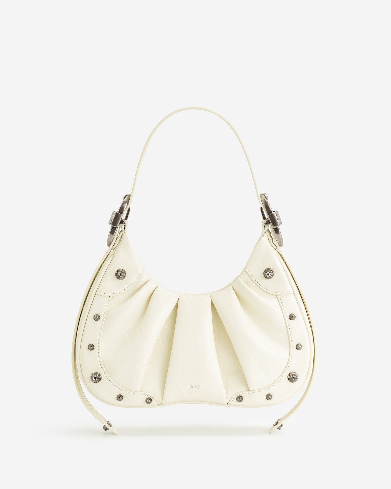 Gabbi 크러쉬 주름 장식 호보 핸드백 - 화이트