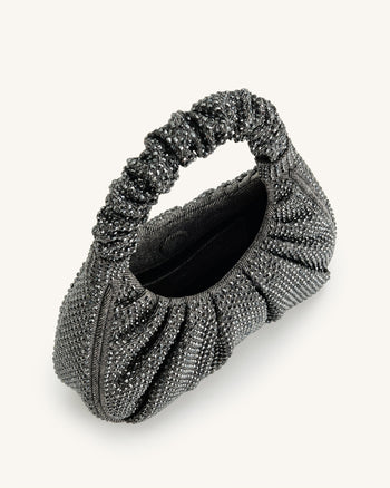 Gabbi 인공 크리스탈 미디엄 러쉬드 호보 핸드백 - 진회색