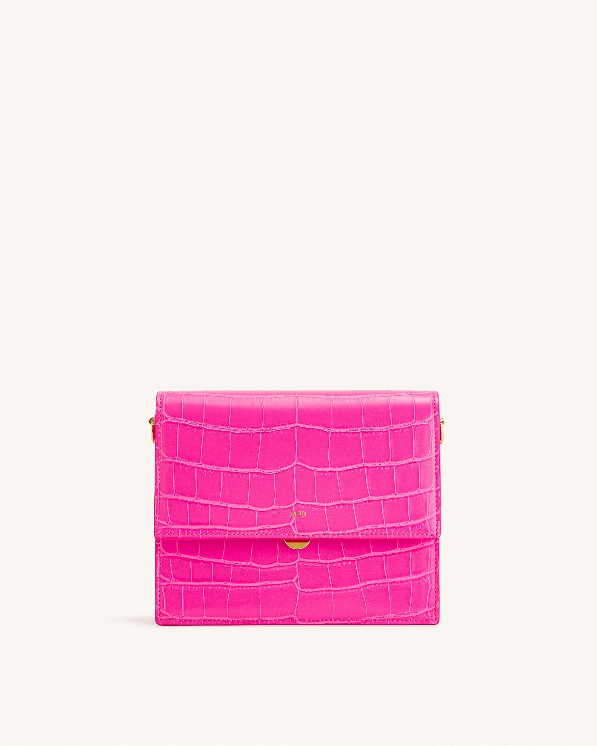 Mini Flap 크로스바디백 -핫 핑크 악어 무늬