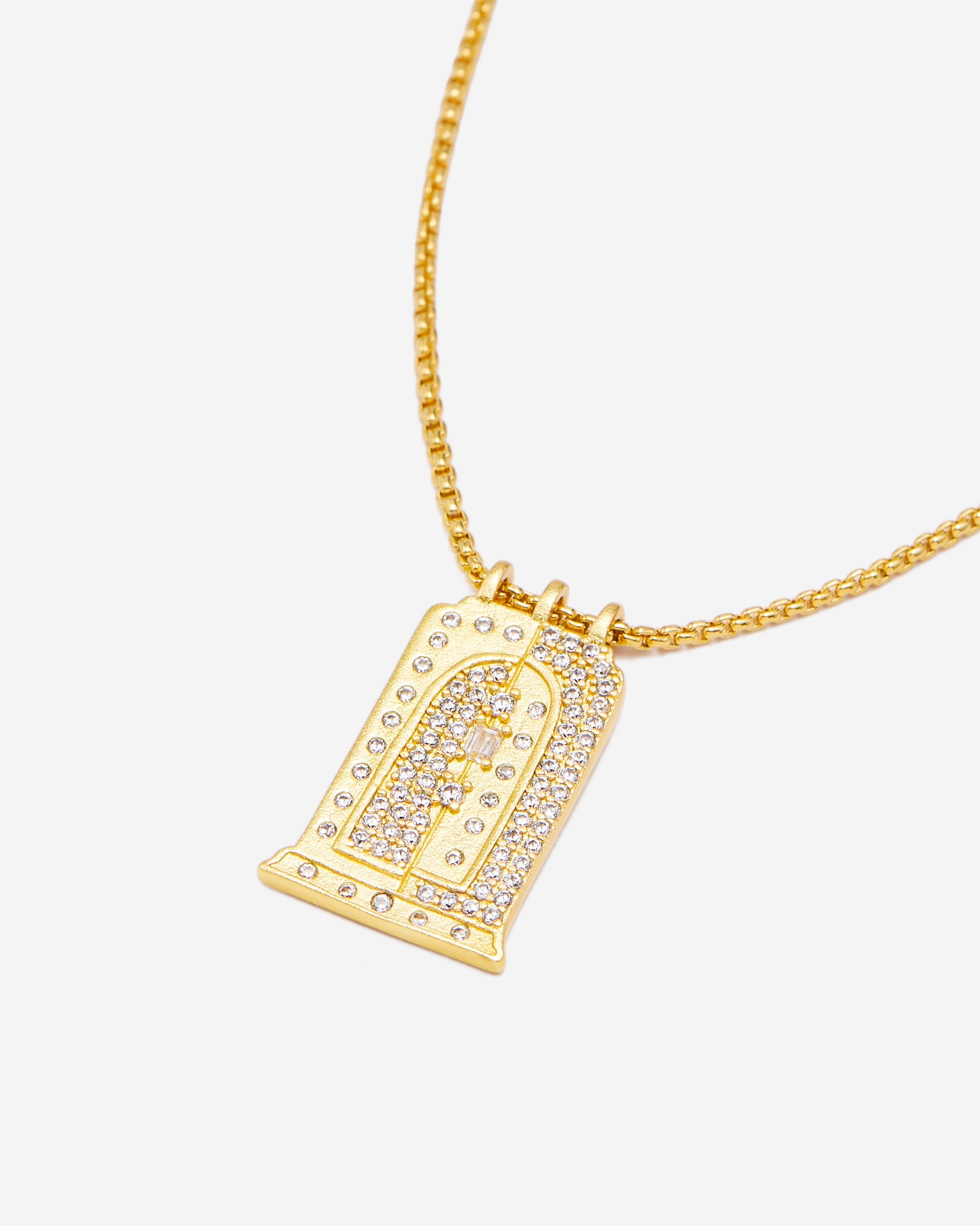 로마 스몰 아치 펜던트 네크리스 - 18ct 골드 도금 & 화이트 지르콘