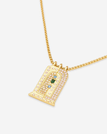 로마 스몰 아치 펜던트 네크리스 - 18ct 금도금 & 멀티컬러 지르콘