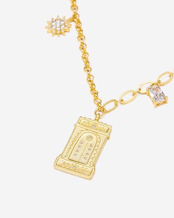 로만 아치 펜던트 네크리스 - 18ct 골드 도금 & 화이트 지르콘