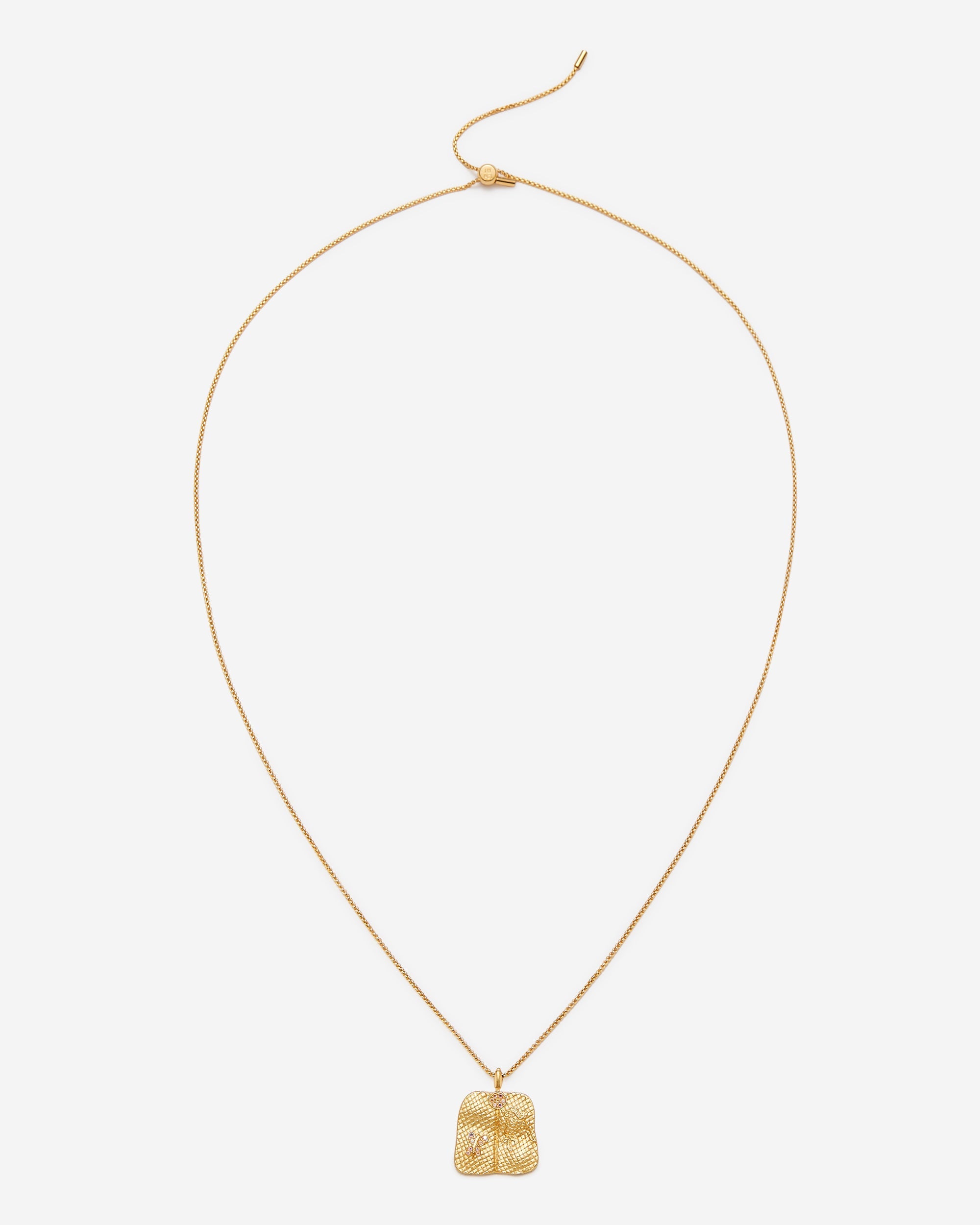 플랜테인 팬 펜던트 네크리스 - 18ct 금도금 & 화이트 지르콘