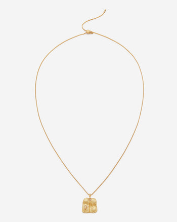 플랜테인 팬 펜던트 네크리스 - 18ct 금도금 & 화이트 지르콘