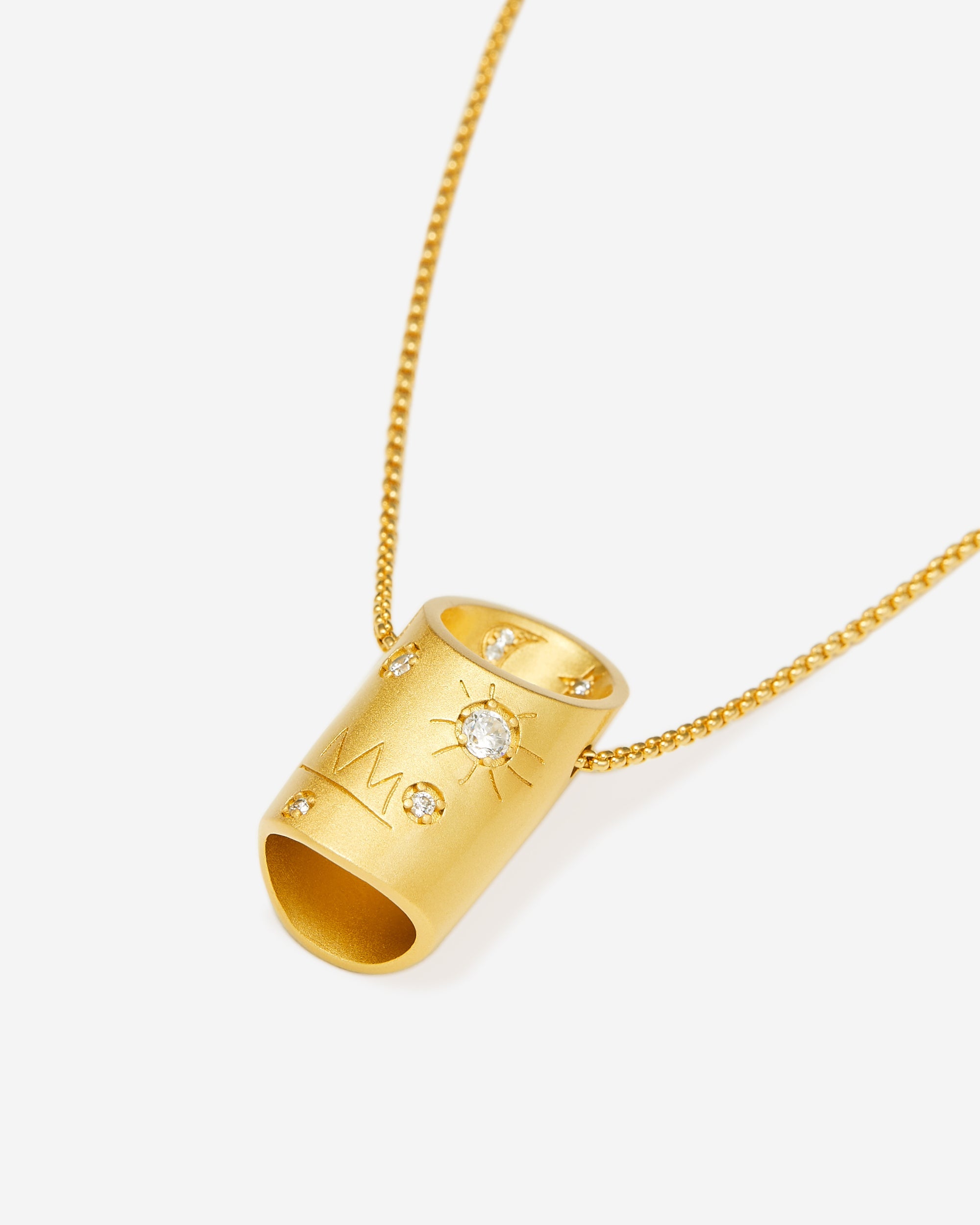 뱀부 네크리스 -18ct 금도금&화이트 지르콘
